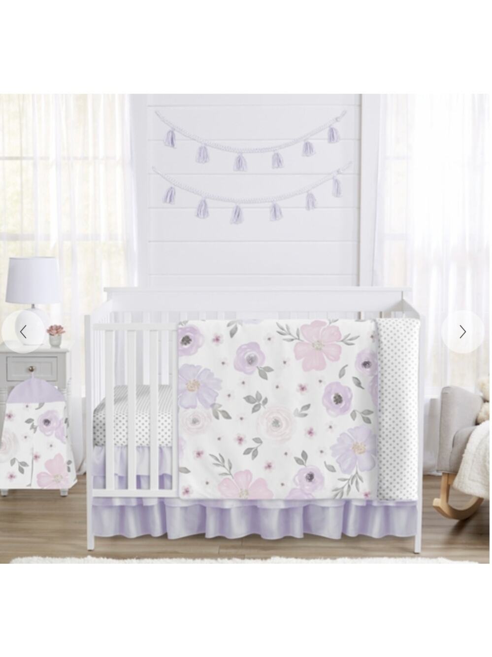 Sweet JoJo Designs Watercolor Floral Lavender Baby Nursery Crib Bedding 4 Piece